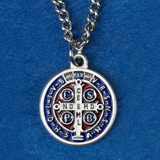 12-Pack - 3/4-inch Enameled St. Benedict Pendant Silver Tone