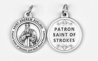 25-Pack - Healing Saints 3/4 inch Pendant with Saint Andrew Avelino - Strokes and High Blood Pressure