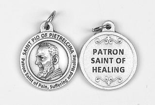 25-Pack - Healing Saints 3/4 inch Pendant with Saint Pio of Pietrelcina - Patron Saint of Pain, Suffering and Healing