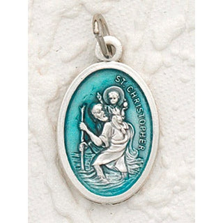 25-Pack - Saint Christopher Aqua Enamel Pendant