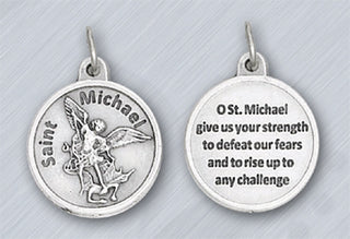 25-Pack - 3/4 inch Silver Plated St Michael Pendant with Prayer on back