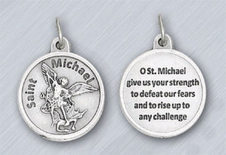 Bulk Saint Michael Silver Tone Round Medals