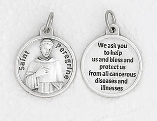 Bulk Saint Peregrine Silver Tone Round Medals
