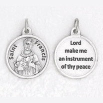 25-Pack - 3/4 inch Silver Plated St Francis Pendant with Prayer on back