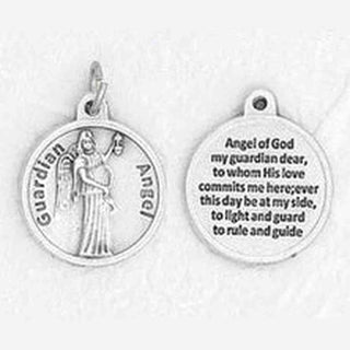 Bulk Guardian Angel Silver Tone Round Medals