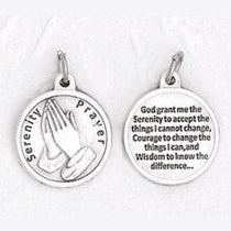 3/4 inch Silver Plated Serenity Prayer Pendant with Prayer on back