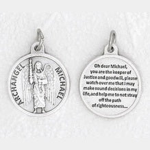 25-Pack - 3/4 inch Silver Plated Archangel Michael Pendant with Prayer on back