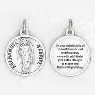 25-Pack - 3/4 inch Silver Plated Archangel Gabriel Pendant with Prayer on back