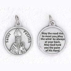 25-Pack - 3/4 inch Silver Plated St Patrick Pendant with Prayer on back