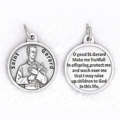 25-Pack - 3/4 inch Silver Plated St Gerard Pendant with Prayer on back