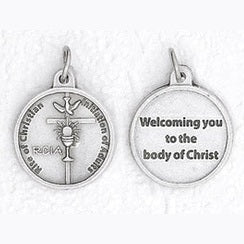 25-Pack - 3/4 inch Silver PlatedRCIA Pendant with Prayer on back