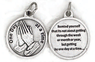 Bulk Silver tone One Day at a Time Double Sided Medals