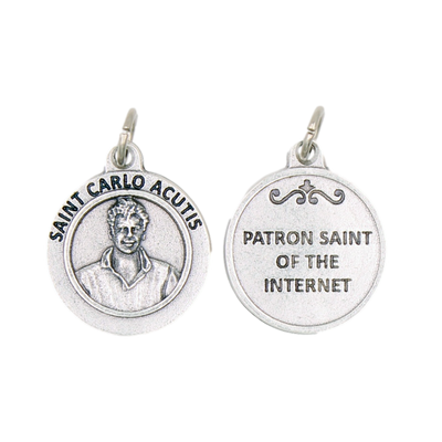 Bulk Silver Tone Round Saint Carlo Acutis Medals