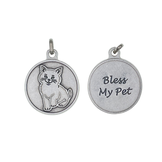 Bulk Bless My Pet Medals - Silver Cat