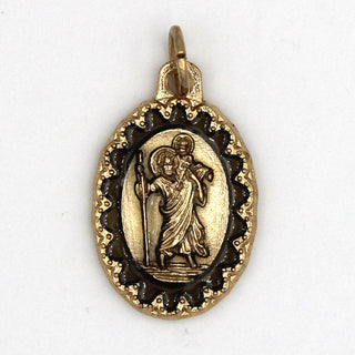 Bulk Saint Christopher - Antique Gold Tone Deluxe Medalss 1"