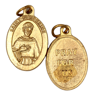 Bulk Saint Peregrine Premium Double Sided Medals - Gold Tone