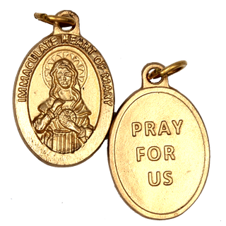 Bulk Immaculate Heart Premium Double Sided Medals - Gold Tone
