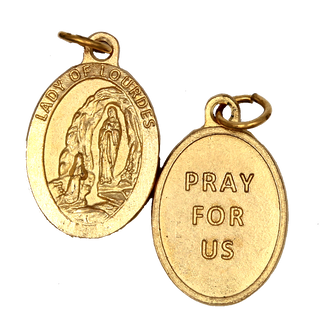 Bulk Lady of Lourdes Premium Double Sided Medals - Gold Tone