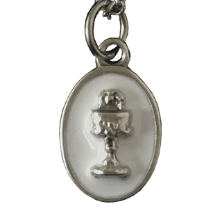 Bulk 1/2 Inch White Enamel Chalice Silver Tone Medals