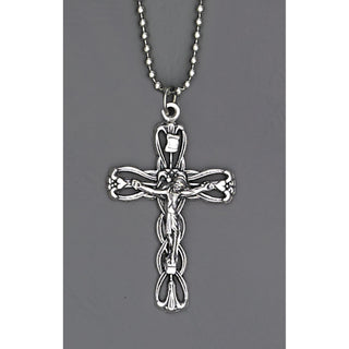 6-pack - Auto Crosses - 1-1/2 INCH With 8 Inch Ball Chain - Flower Cross