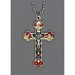 6-pack - Auto Crosses - 1-1/2 INCH With 8 Inch Ball Chain - Enamel Four way Cross