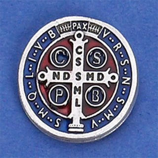 6-Pack - Saint Benedict Lapel Pin - Silver Tone Dark Blue