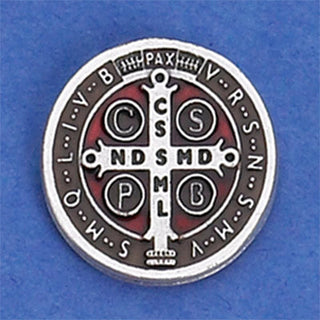 6-Pack - Saint Benedict Lapel Pin - Silver Tone Light Blue