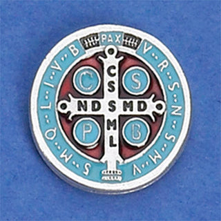 6-Pack - Saint Benedict Lapel Pin - Silver Tone Brown