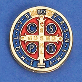 6-Pack - Saint Benedict 1/2-inch Lapel Pin - Silver Tone
