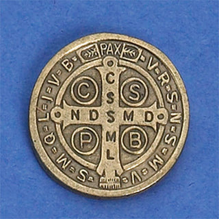 12-Pack - Saint Benedict Pendant (Antique Gold) lapel Pin