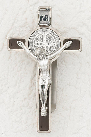 3-Pack - St Benedict Brown Enameled with Pendant Visor Clip