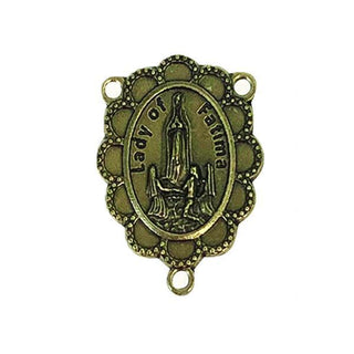 Brass Rosary Center - Decorative Lady of Fatima 25-pack