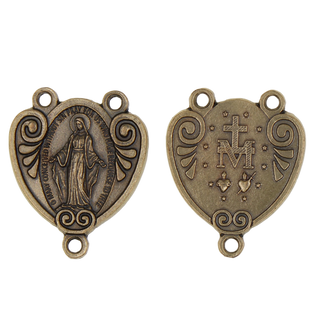 Bulk Decorative Miraculous Medals 1" Center - brass-tone