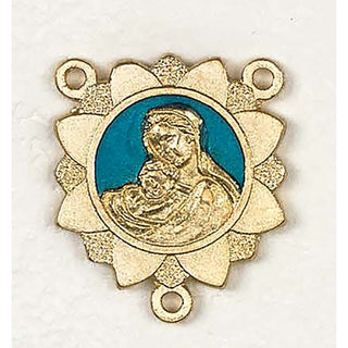 Bulk Teal Enamel and Gold Tone Sunflower Mary and Child Center