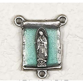 Bulk Green Enameled Lady of Guadalupe Scroll Center