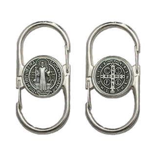 6-pack - St. Benedict Silver-Tone Belt Loop/Clip on Keyring