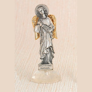 6-Pack - 24 Karat Gold Plated Archangel Raphael Adhesive Car Statuette