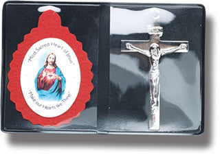 10-Pack - Sacred Heart Badge with Silver In Folding Cse