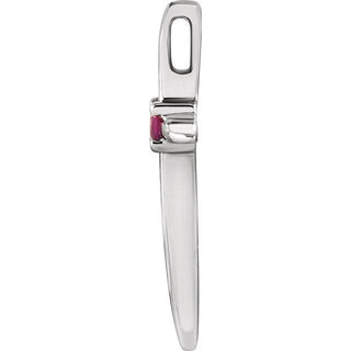 14K White Natural Ruby Cross Pendant