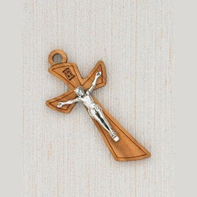 12-Pack - 2 Inch Wood Crucifix with Card - Corded