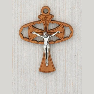 12-Pack - 2 Inch Wood Crucifix with Card - Corded