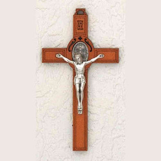4-1/2 Inch St Benedict Wood Cross & Silver Corpus