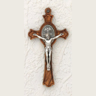 3" St Benedict Wood Cross & Silver Corpus