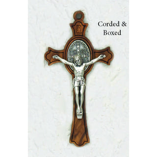 3" St Benedict Wood Cross & Silver Corpus