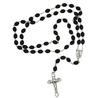 Black Wood Miraculous Mary Rosary