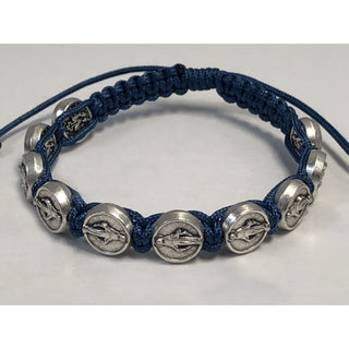 6-pack - Children's Size Blue Slip Knot Bracelet - Miraculous Medal