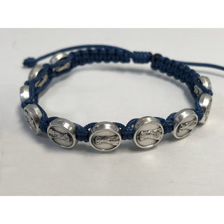 Bulk Child Size Cord Slip Knot Bracelet- Blue- Lady Of Fatima