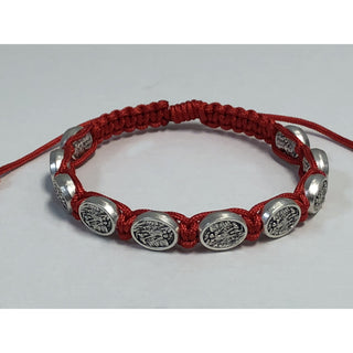 6-pack - Children's Size St. Michael Slip Knot Bracelet - Red