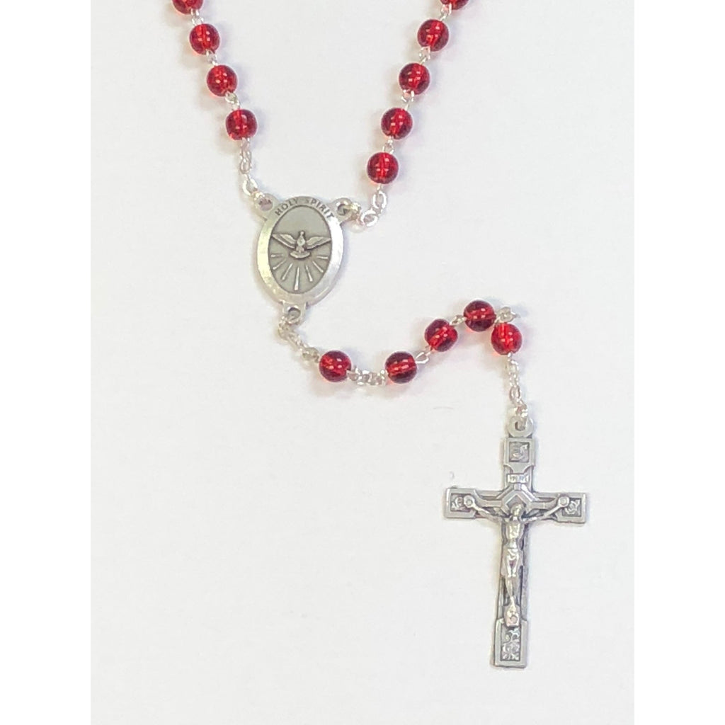 Red Confirmation Holy Spirit Cat's Eye Rosary | Catholic Shop ...