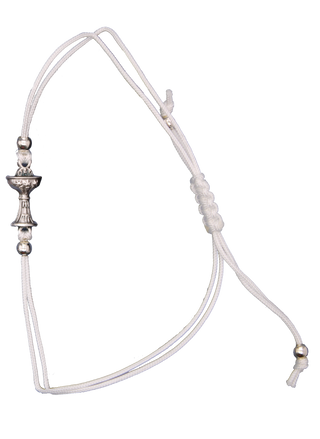 3-pack - Adjustable white string bracelet with Communion Chalice